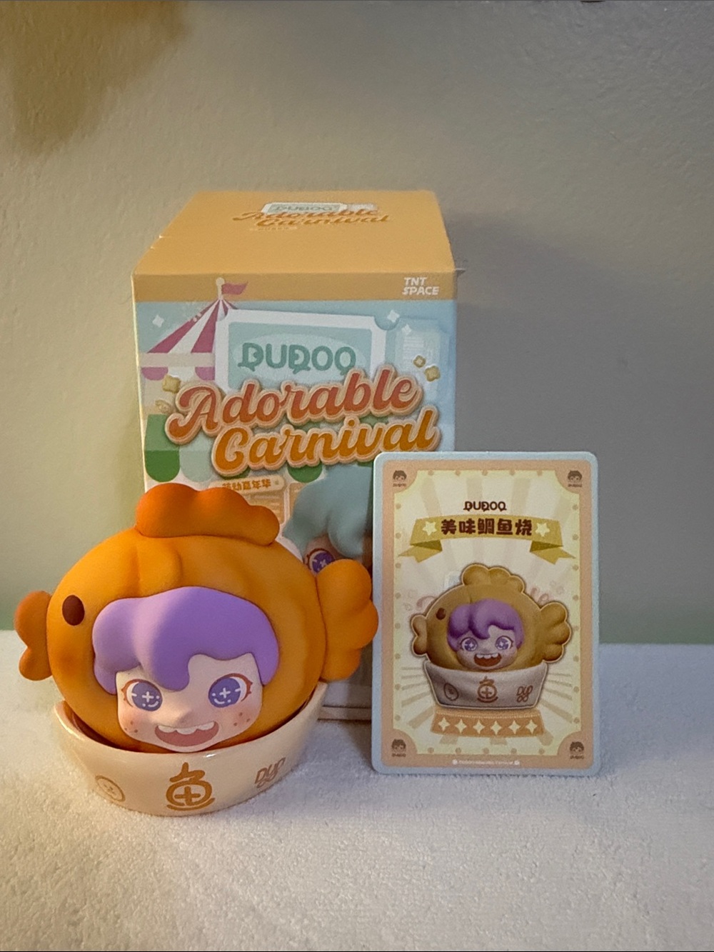 Adorable Carnival Orange & Purple Fish Bowl Vinyl Figure